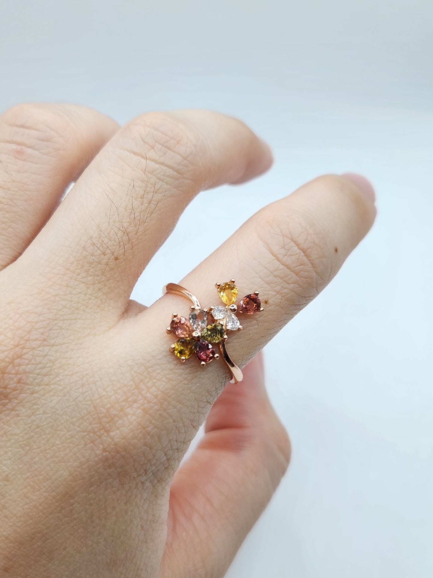 Tourmaline Floral Cluster Ring