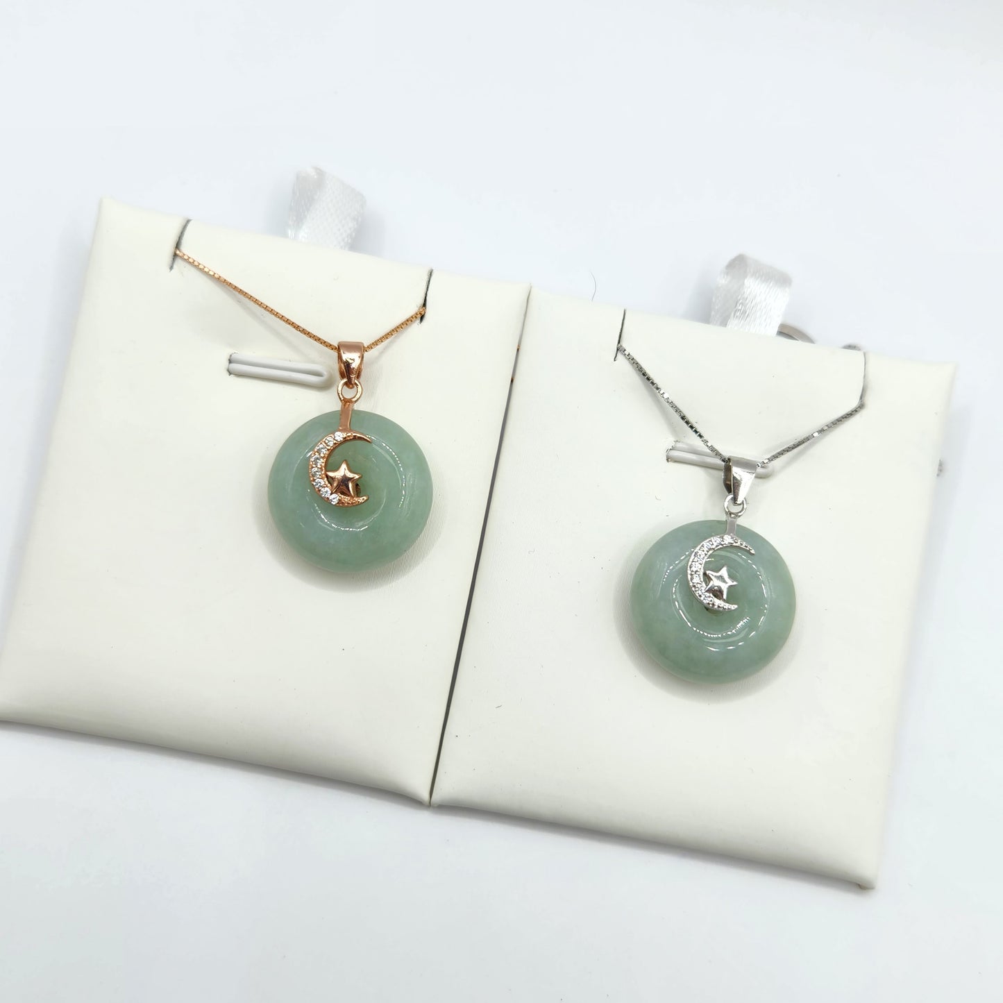 Jadeite Donut Necklace- Crescent Star Design