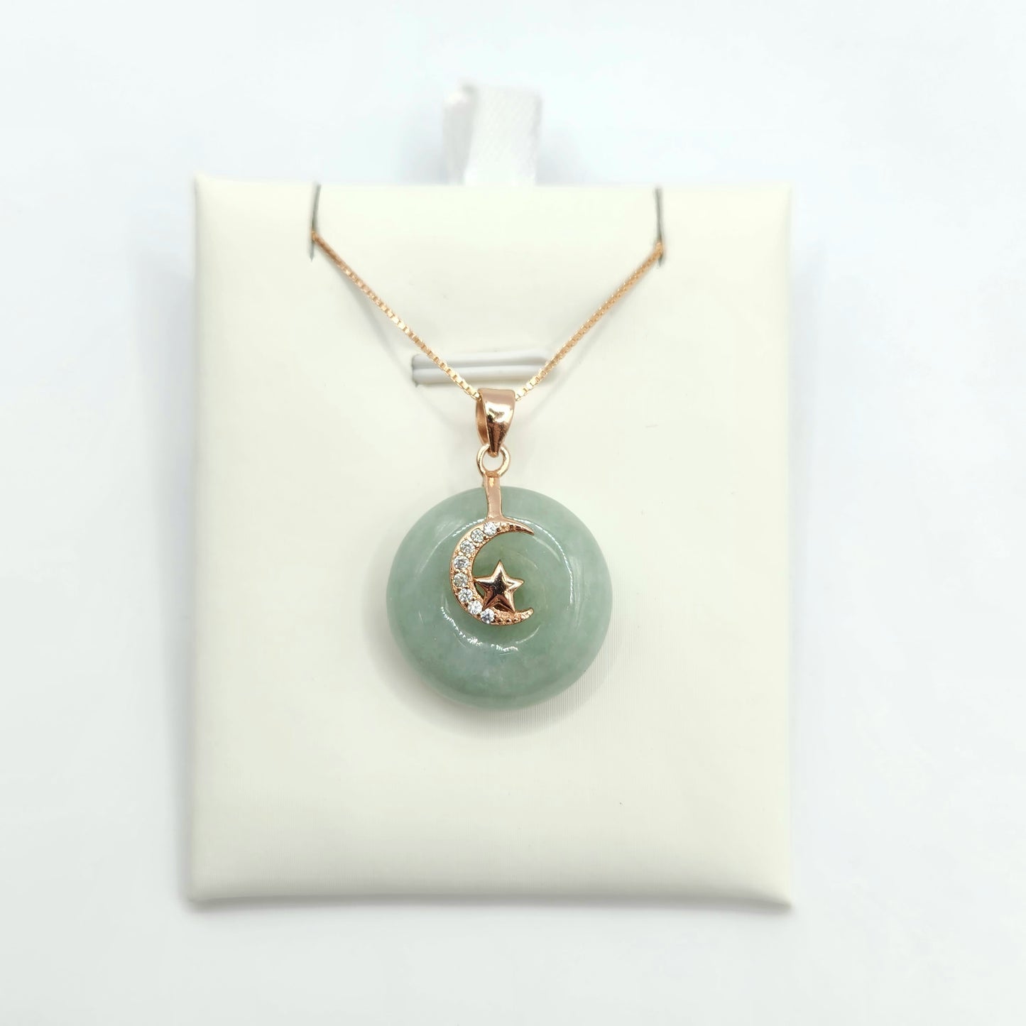 Jadeite Donut Necklace- Crescent Star Design