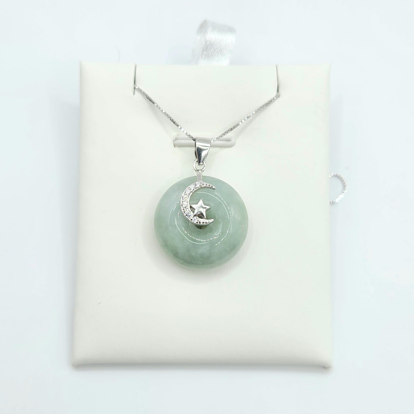 Jadeite Donut Necklace- Crescent Star Design