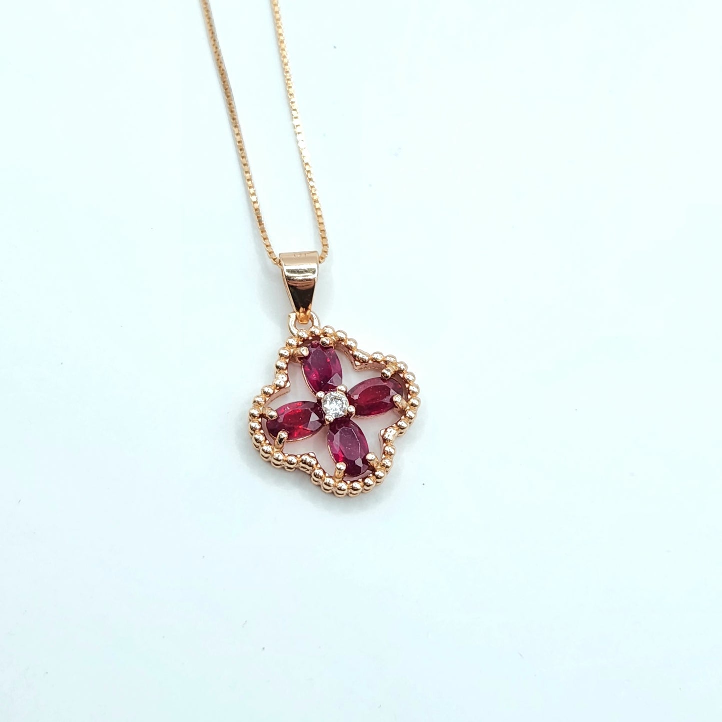 Ruby Clover Necklace