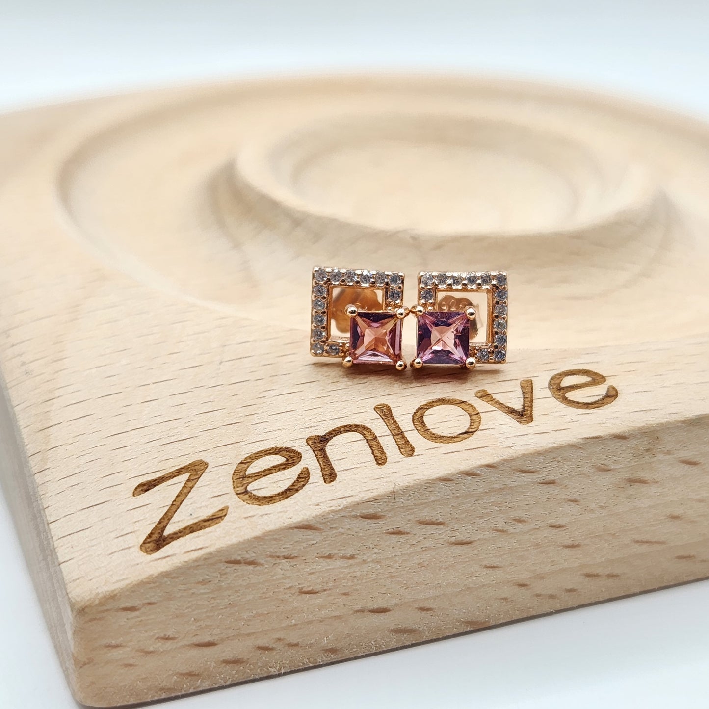 Tourmaline Princess cut Studs