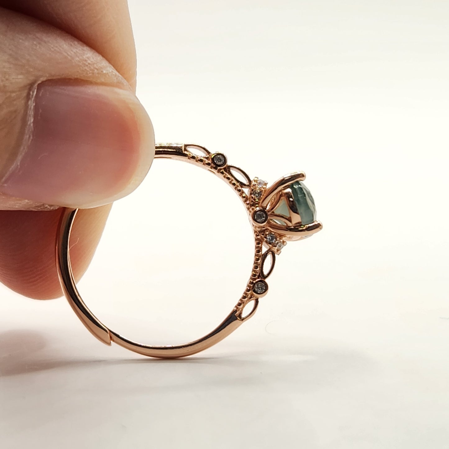 Natural Moss Agate Ring S925 Sterling Silver 18K Gold Vermeil