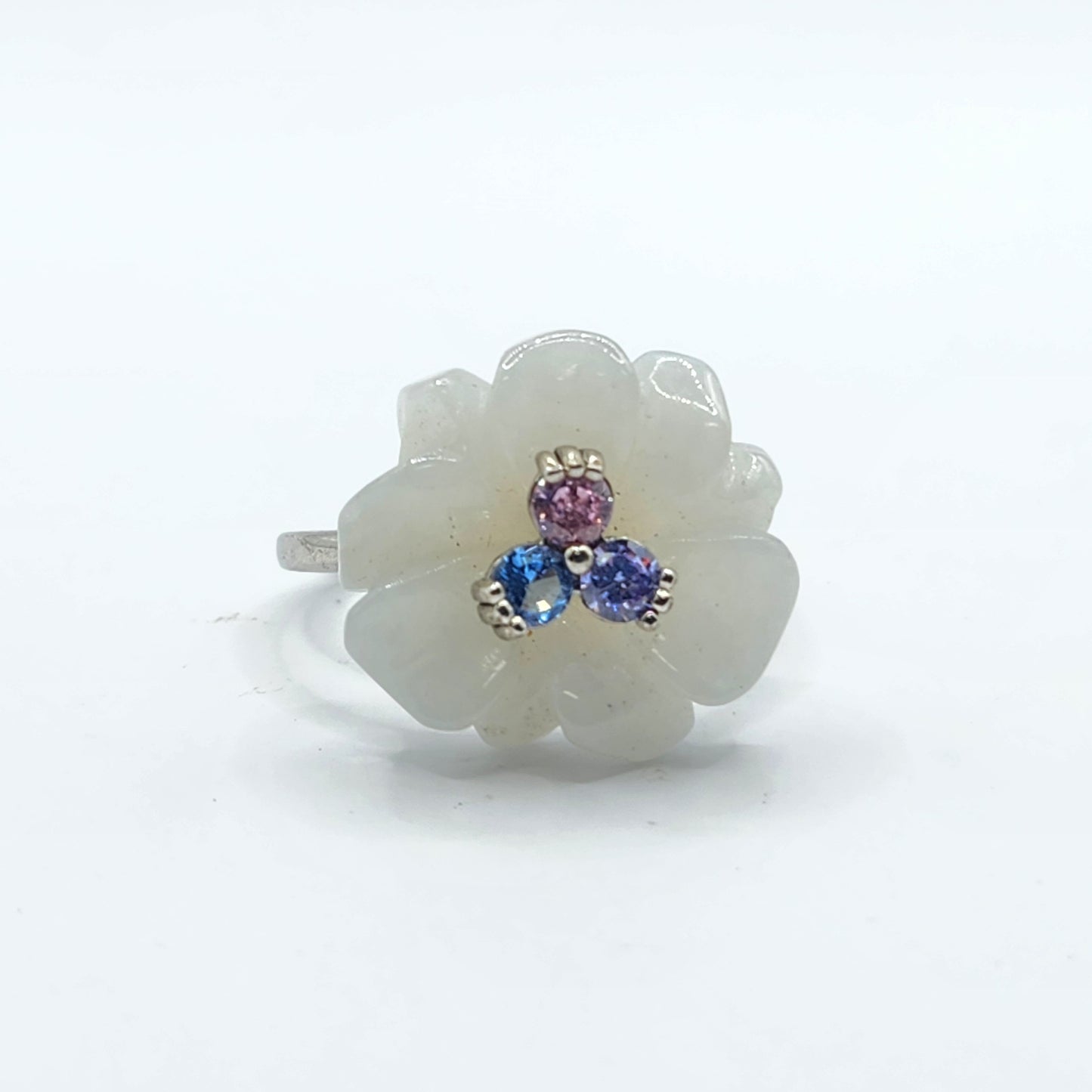 Type A Jadite Floral Carved Ring