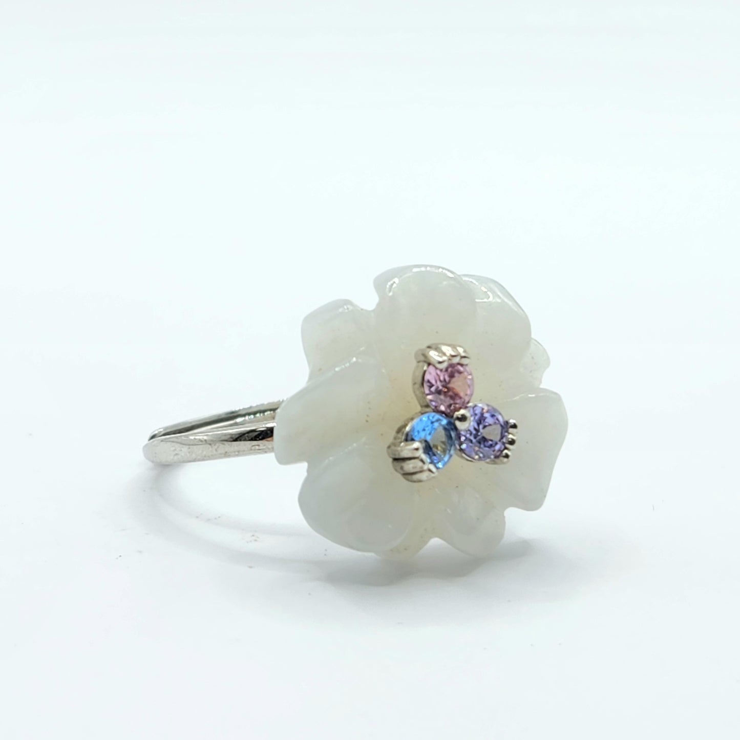 Type A Jadite Floral Carved Ring