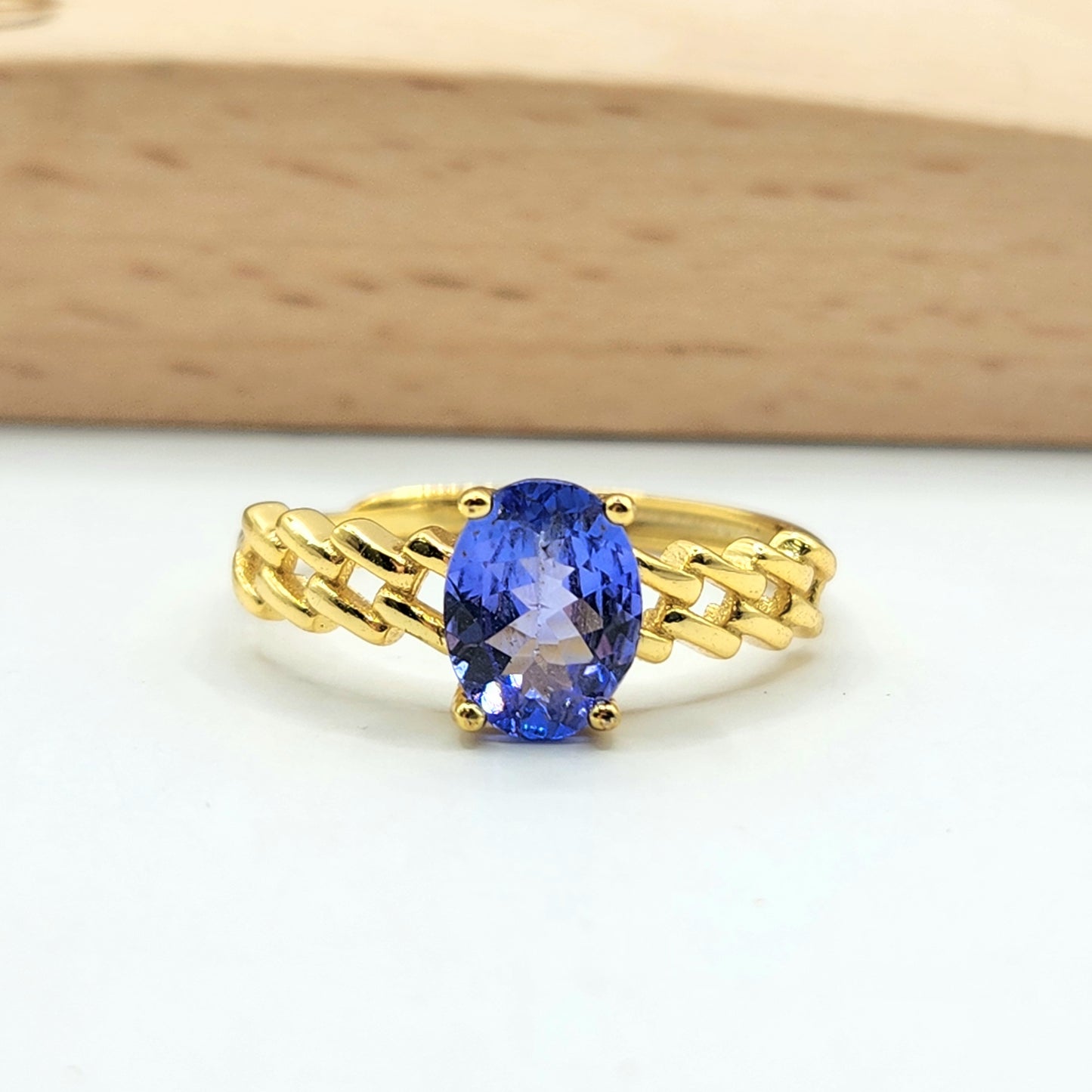 Premium Tanzanite Ring Yellow Gold S925