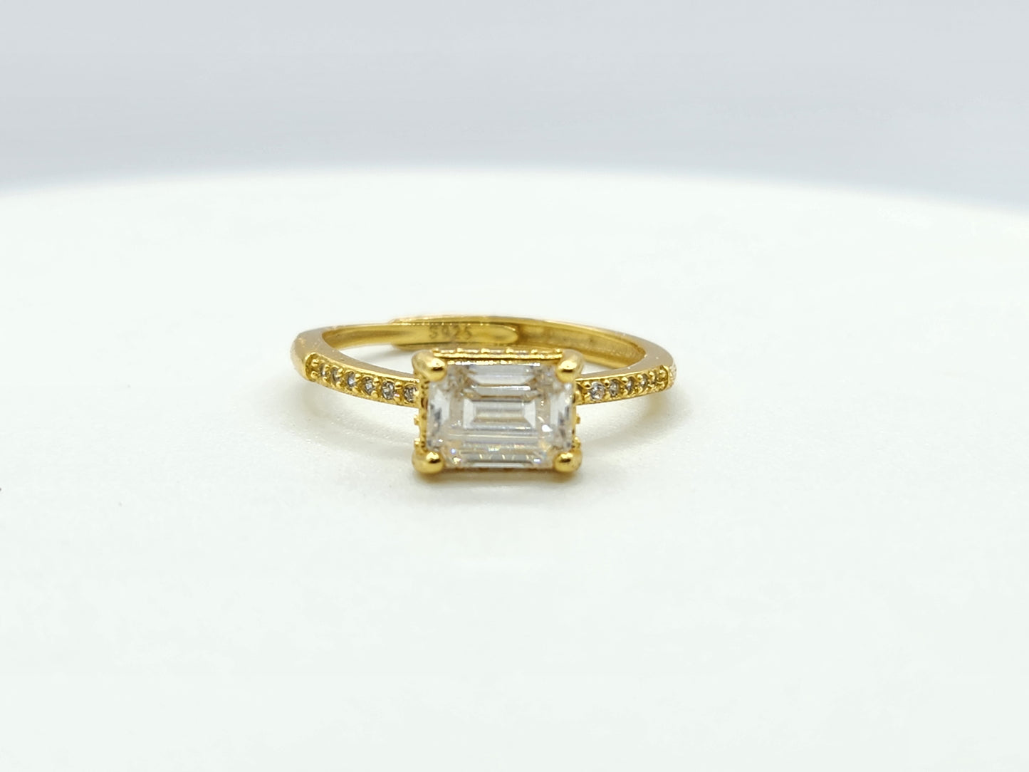 Emerald Cut Moissanite Ring Yellow Gold