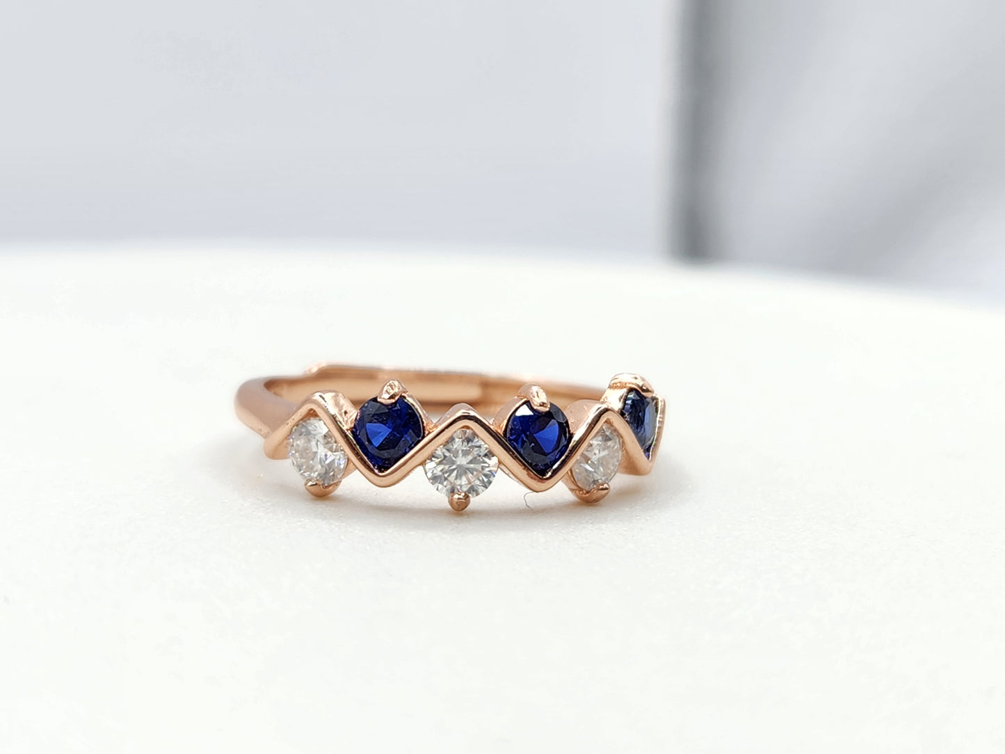 Wavy Stacker Ring- Sapphire