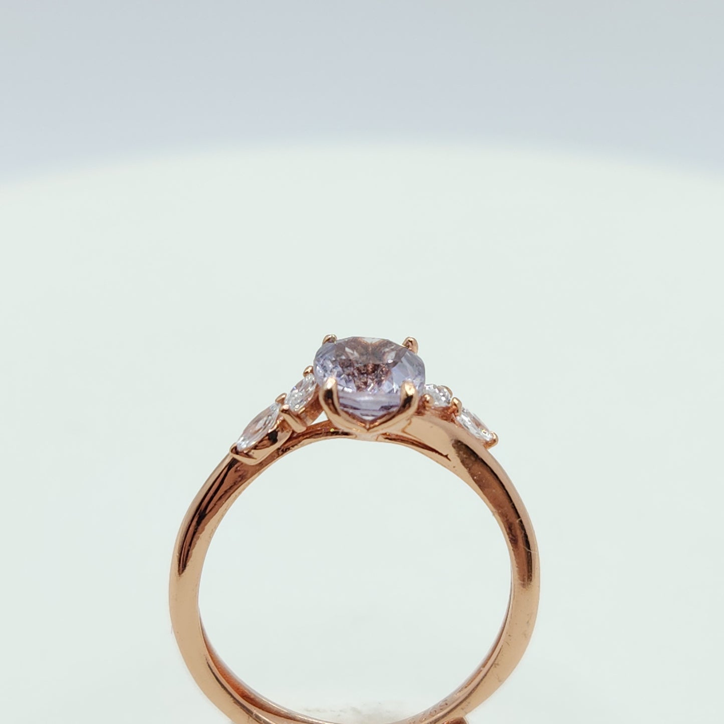 Natural Lilac Grey Oval Spinel S925 Rose Gold Vermeil Ring