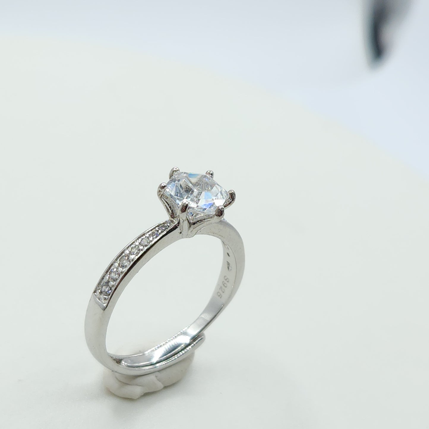 Hexagonal White Topaz Ring- White Gold S925