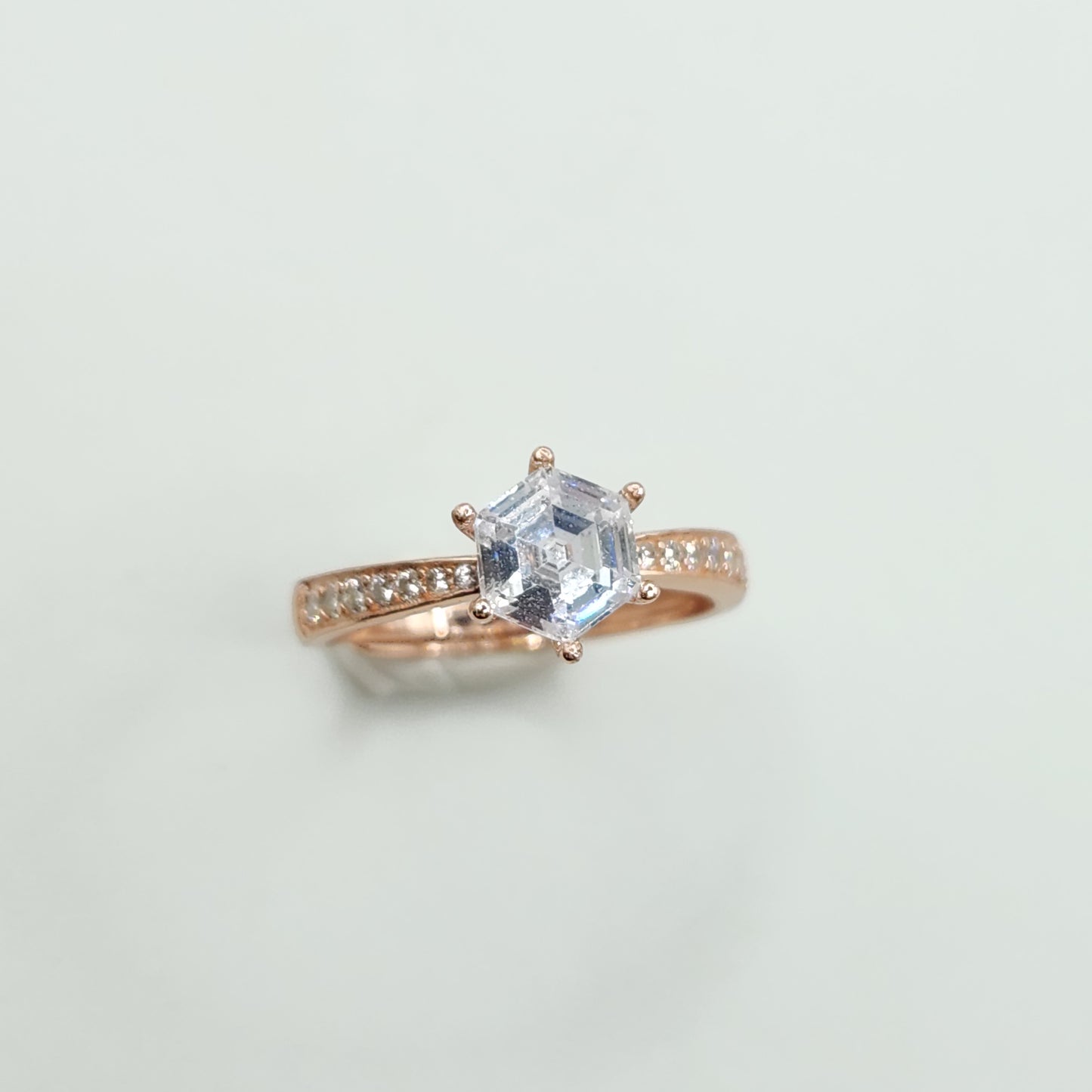 Hexagonal White Topaz- Rose Gold S925