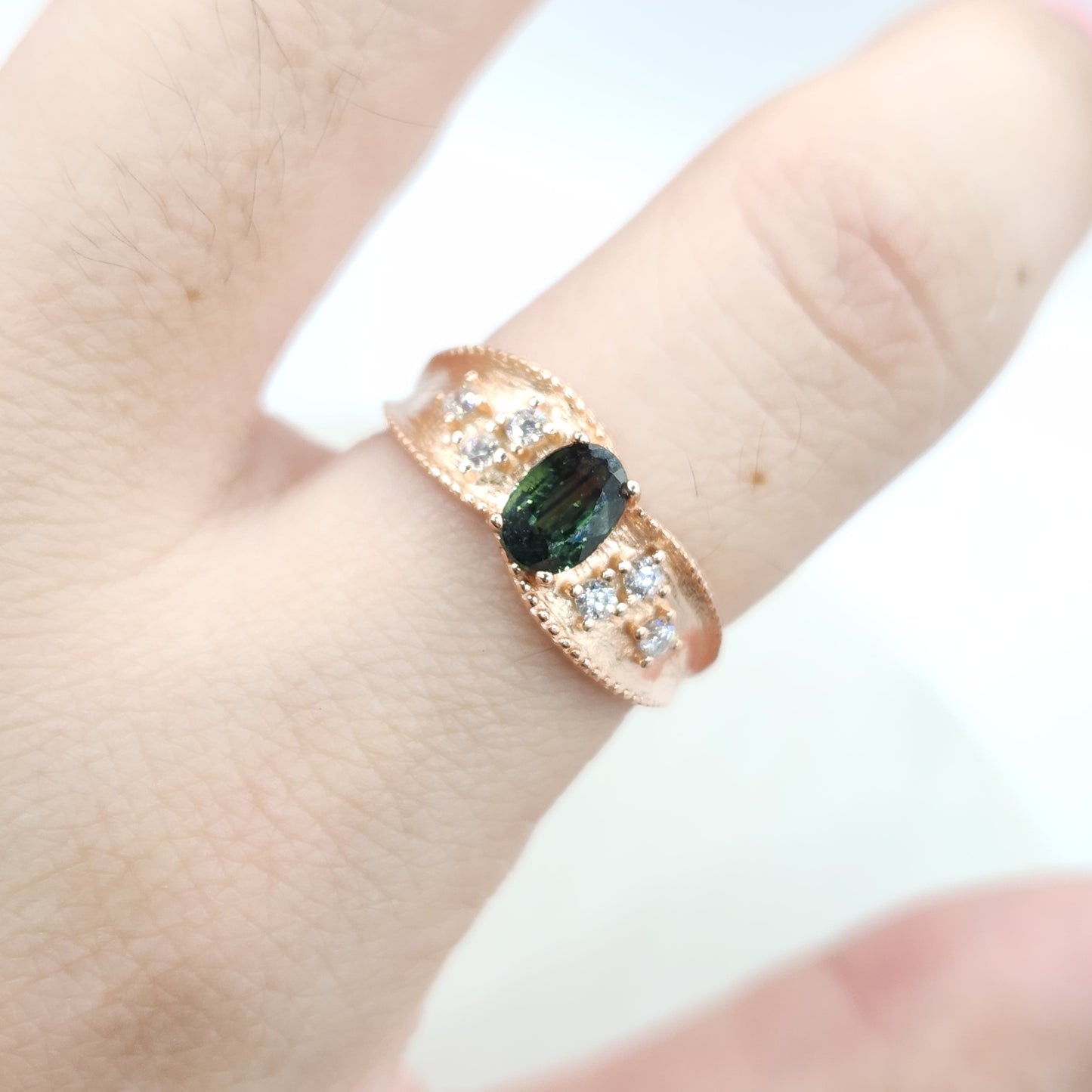 Teal Sapphire Rose Gold S925