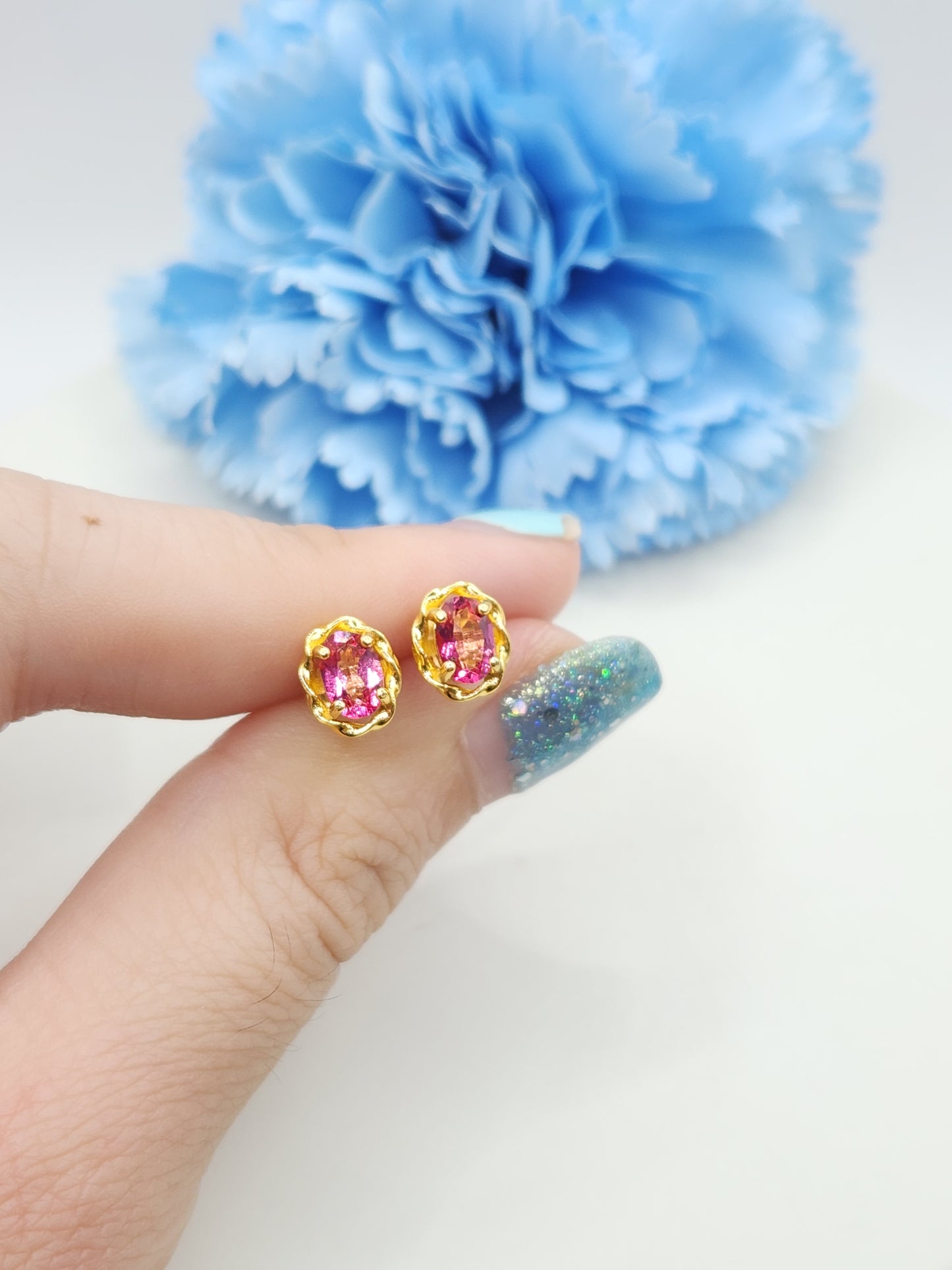Pink Topaz Studs-Waze