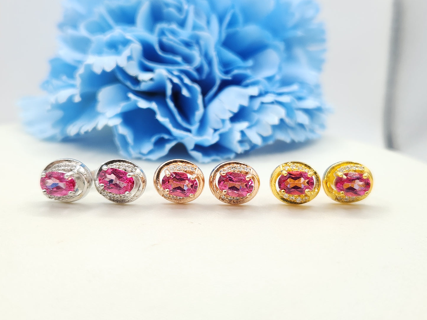 Pink Topaz Studs-Gen