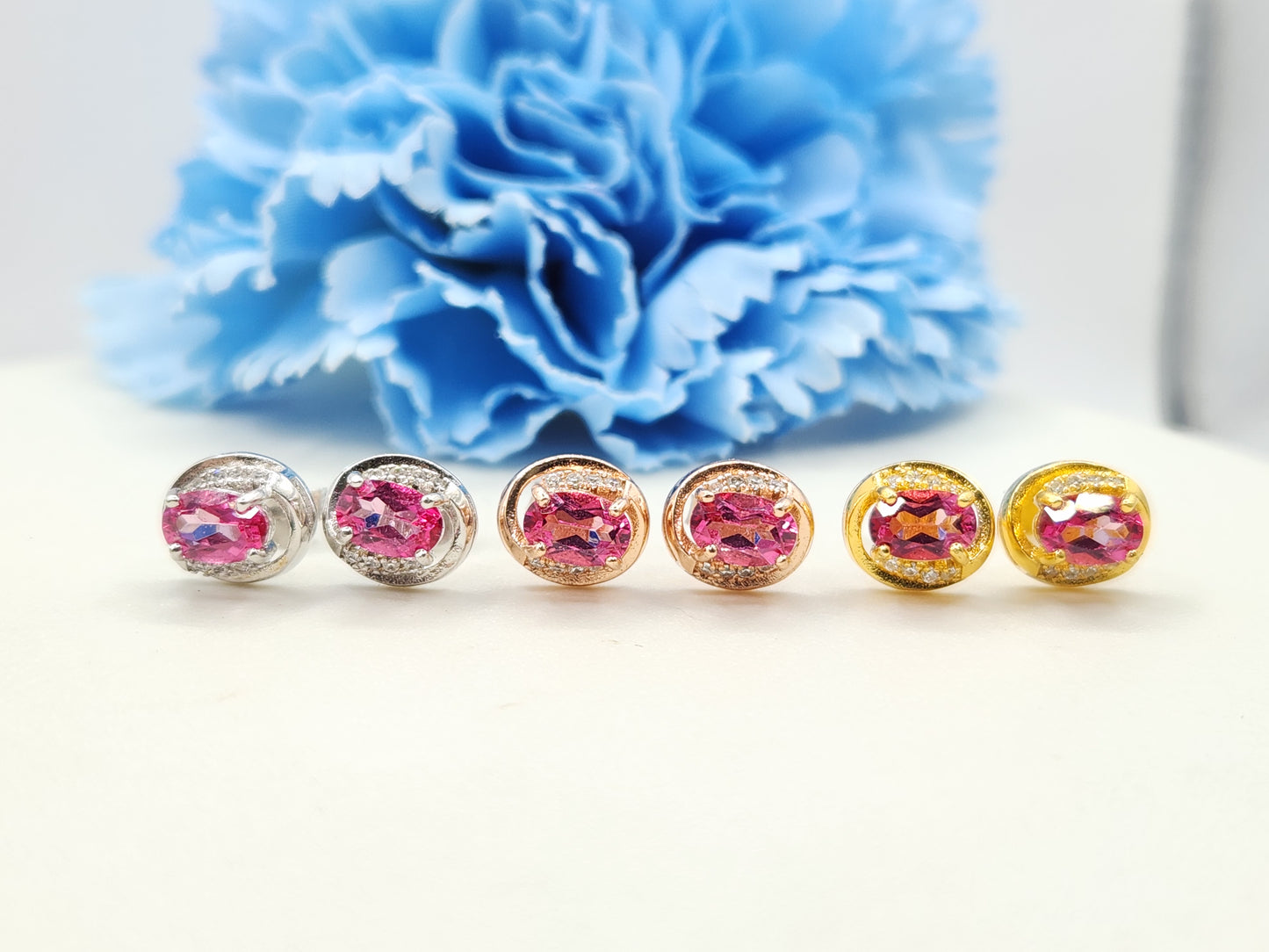 Pink Topaz Studs-Gen