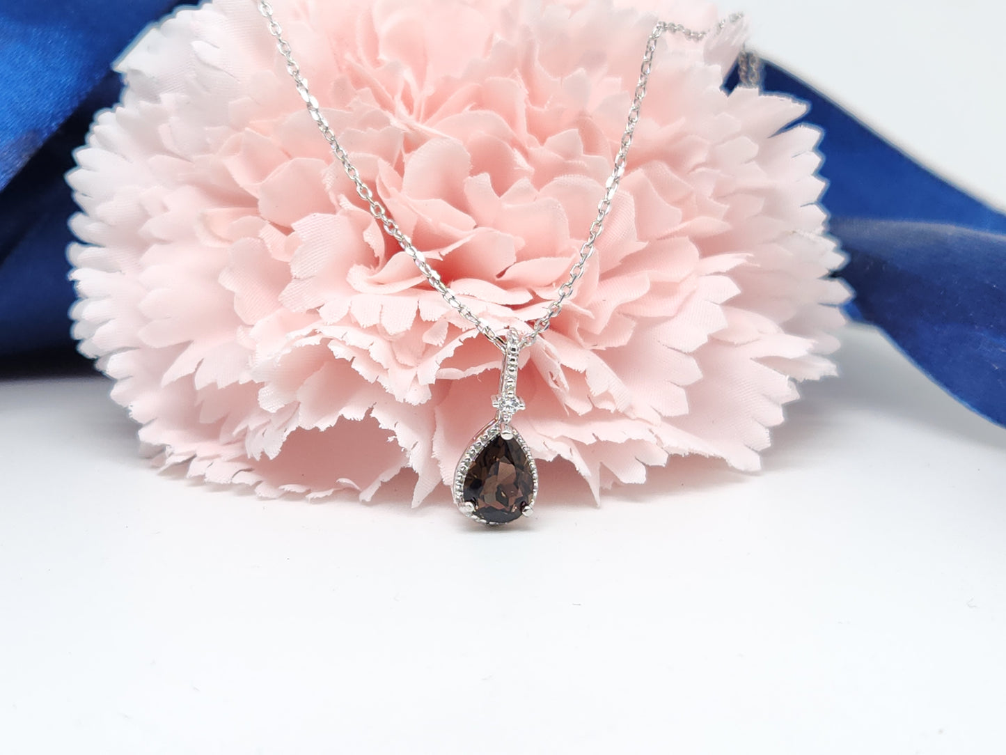 Teardrop Necklace- Rose Quartz/ Smoky Quartz