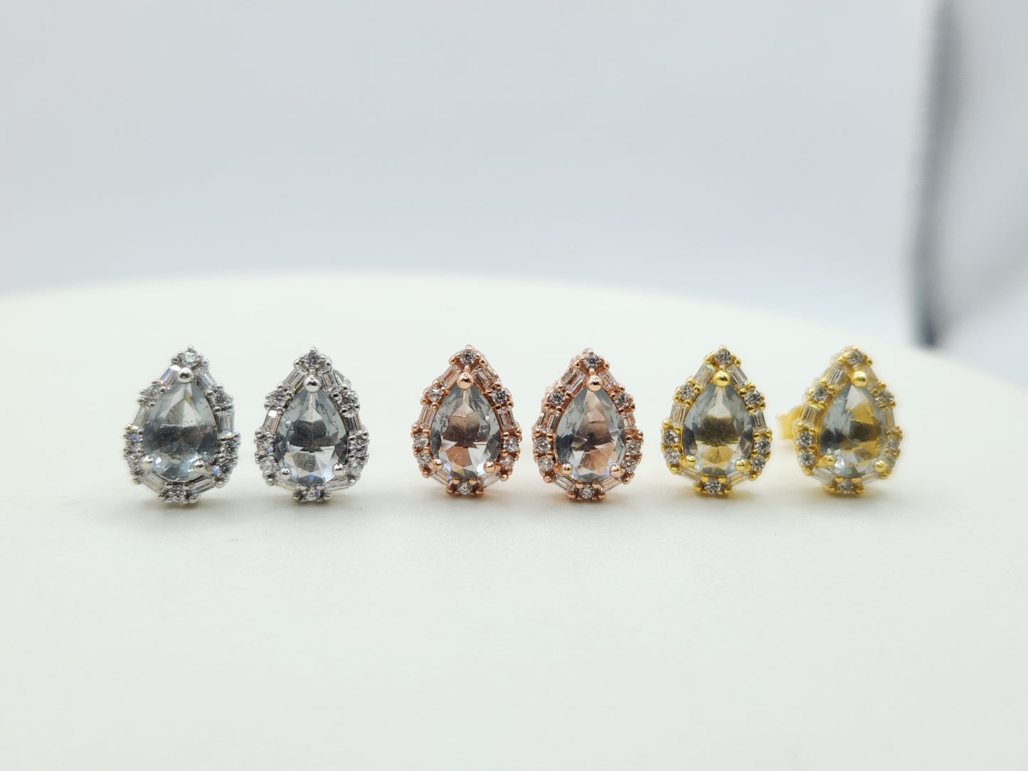 Grey Quartz Halo Studs