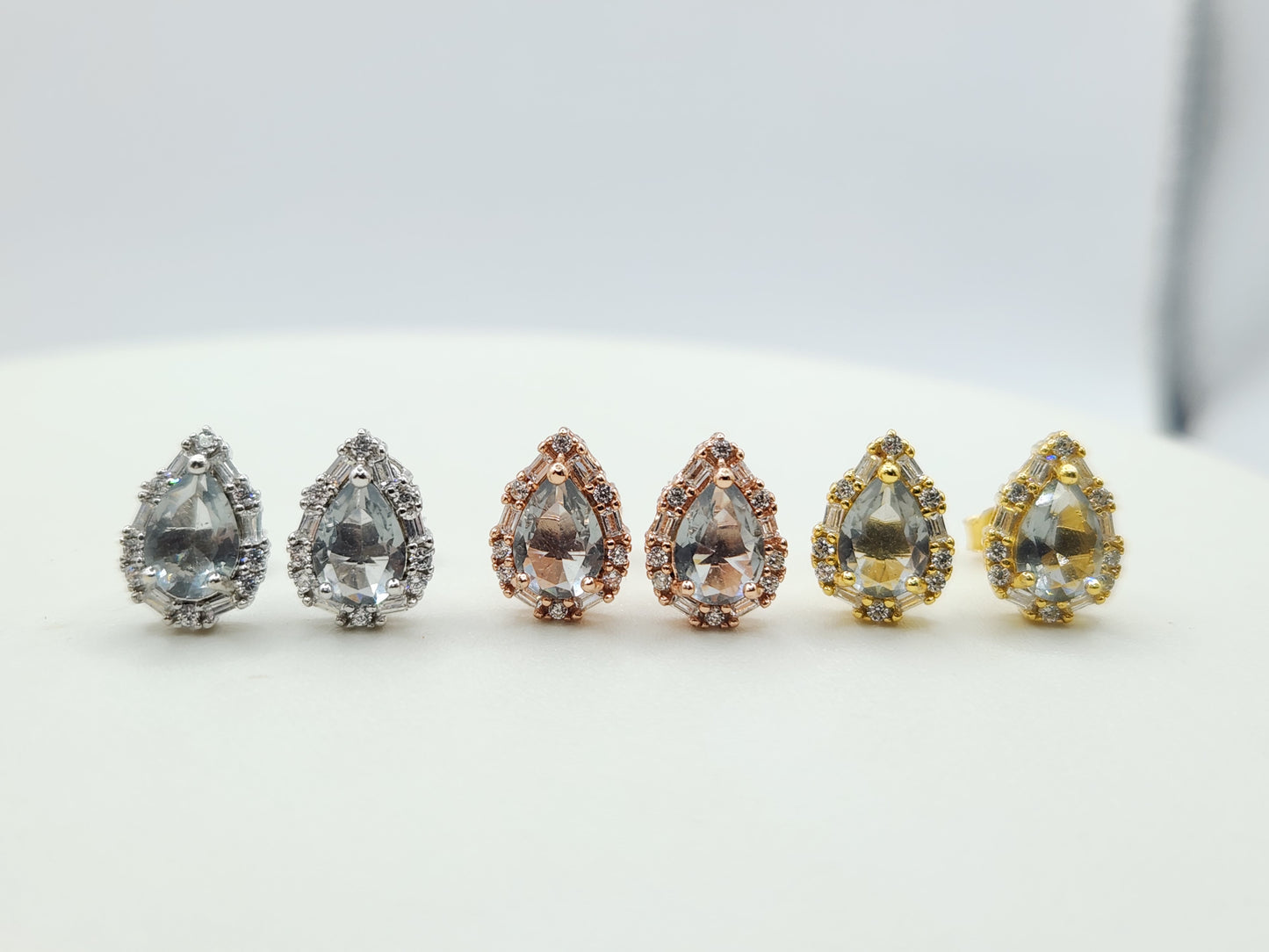 Grey Quartz Halo Studs