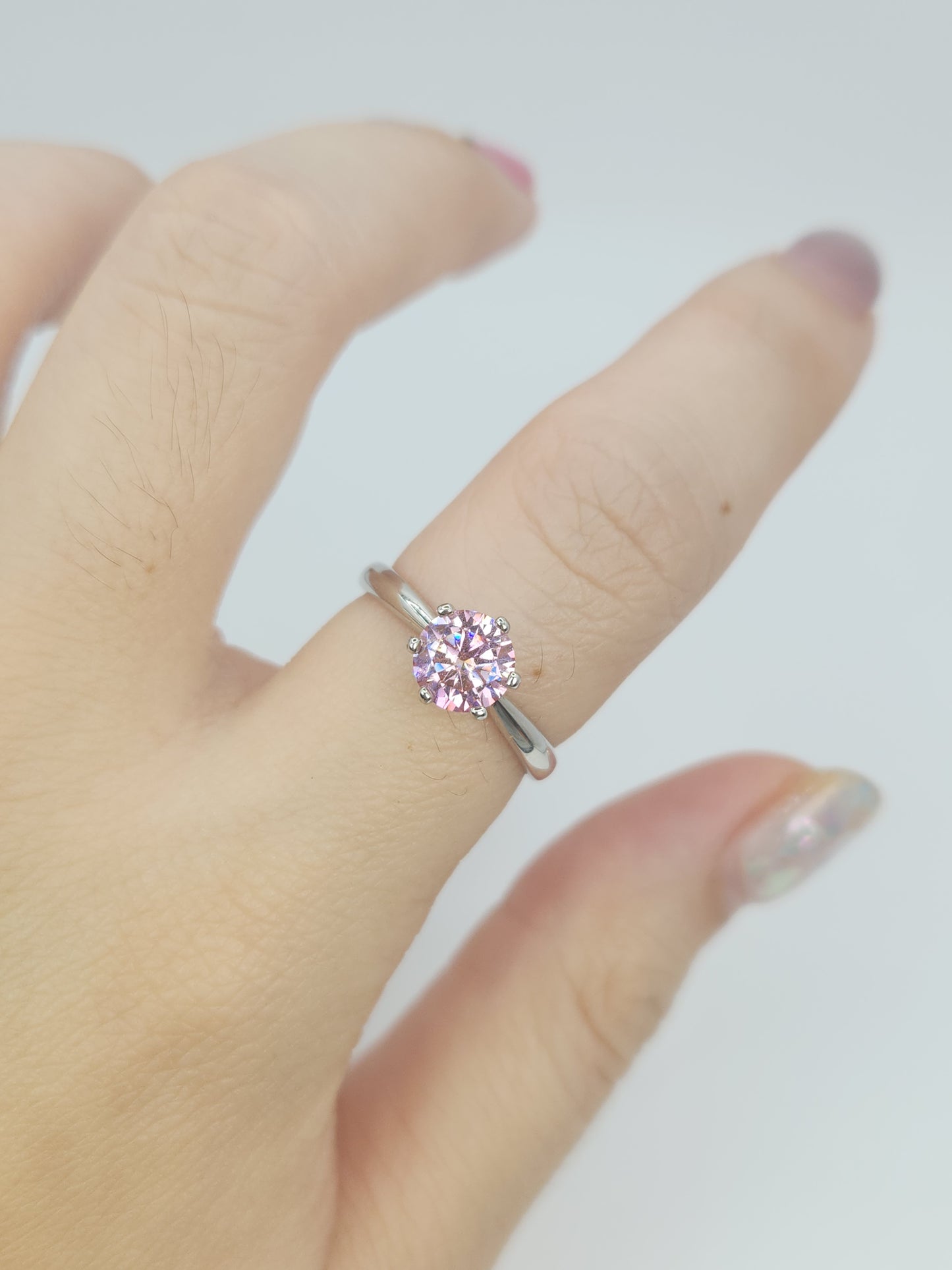 1 carat Pink Moissanite Ring
