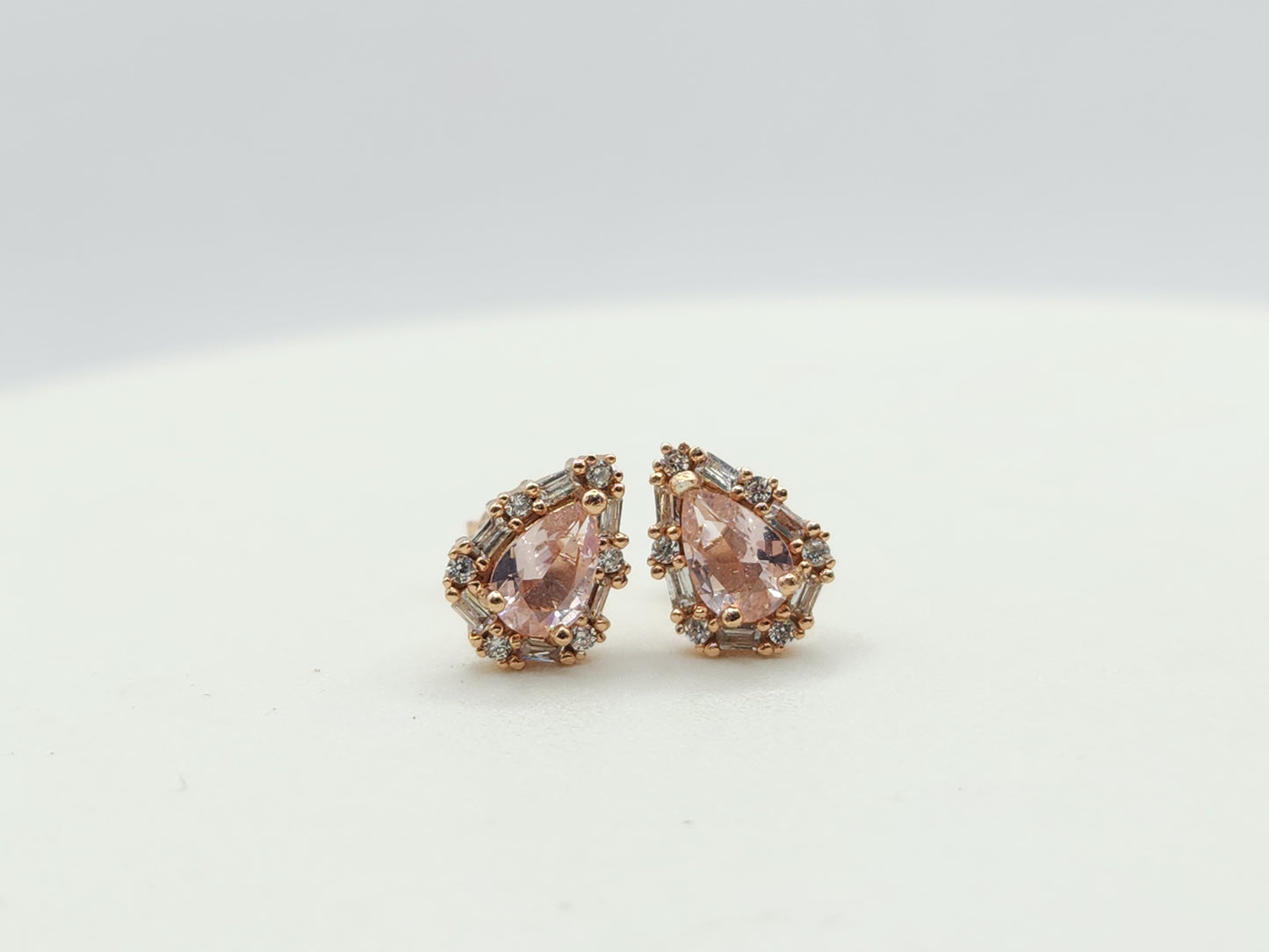 Morganite Halo Studs