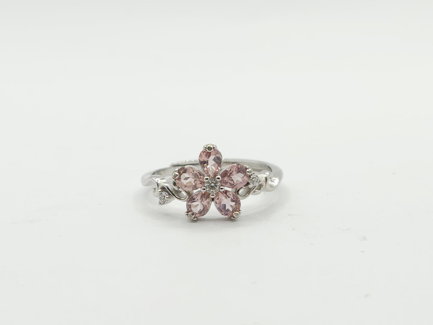 Dainty Natural Pink Tourmaline Floral Ring