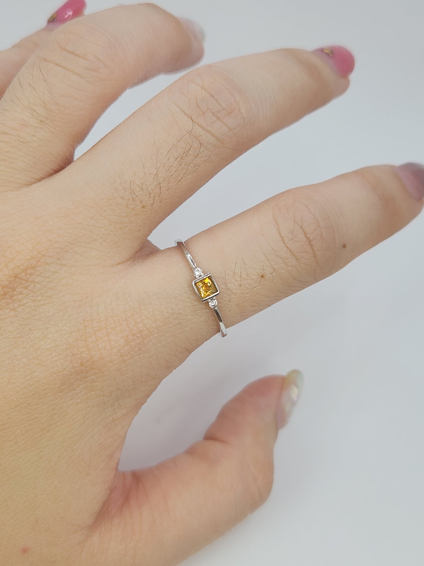 Dainty Square Gemstone Ring - Belle
