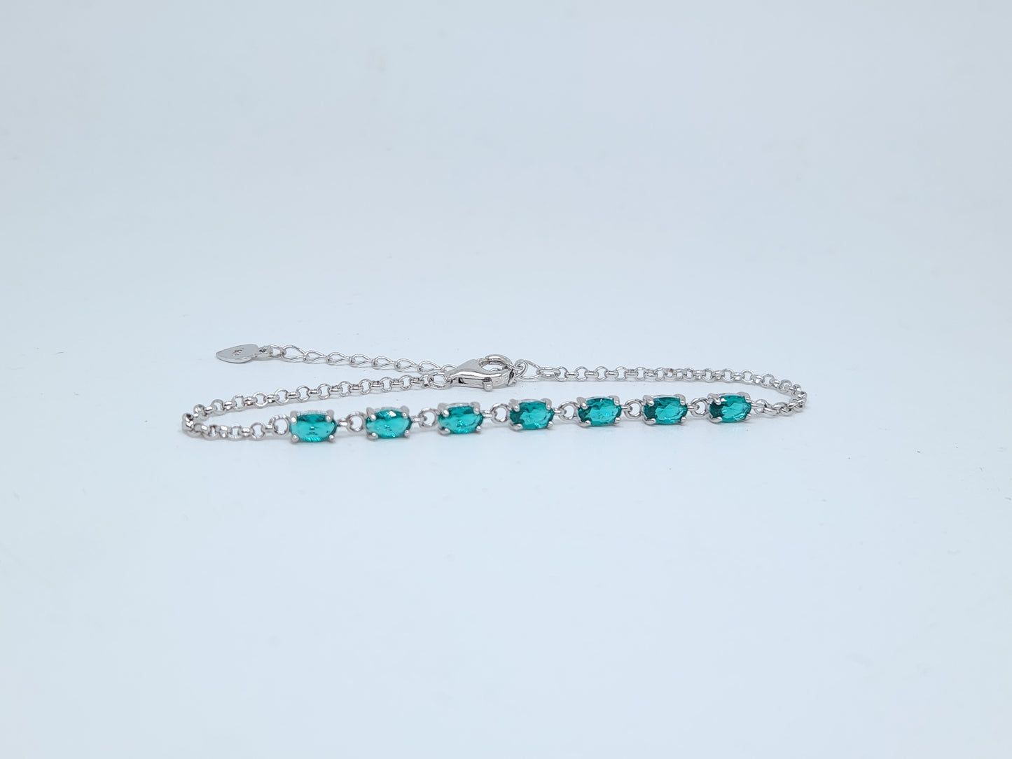 Lab Made Emerald Half Eternity Bracelet in Gold Vermeil S925 Sterling Silver