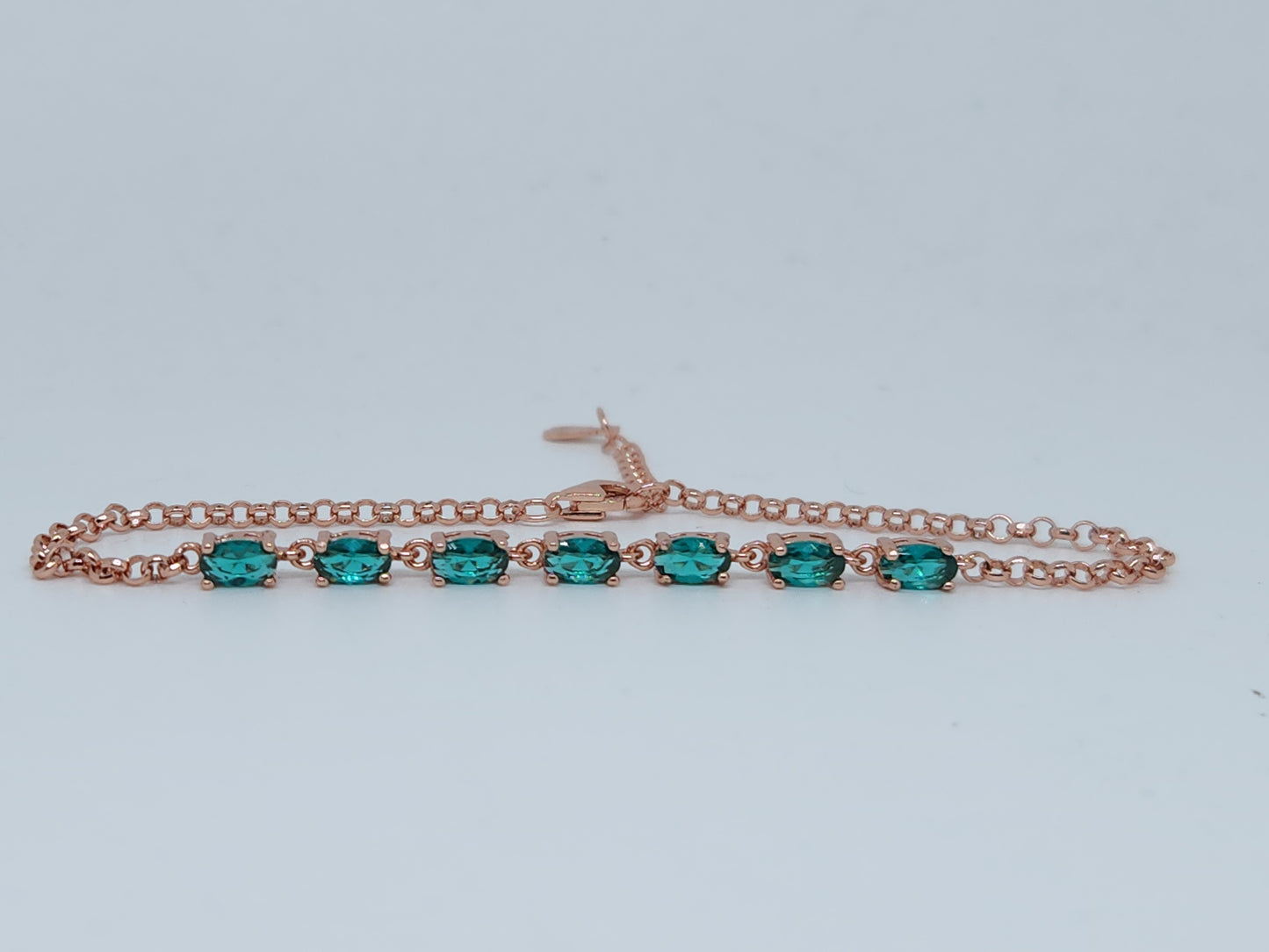 Lab Made Emerald Half Eternity Bracelet in Gold Vermeil S925 Sterling Silver