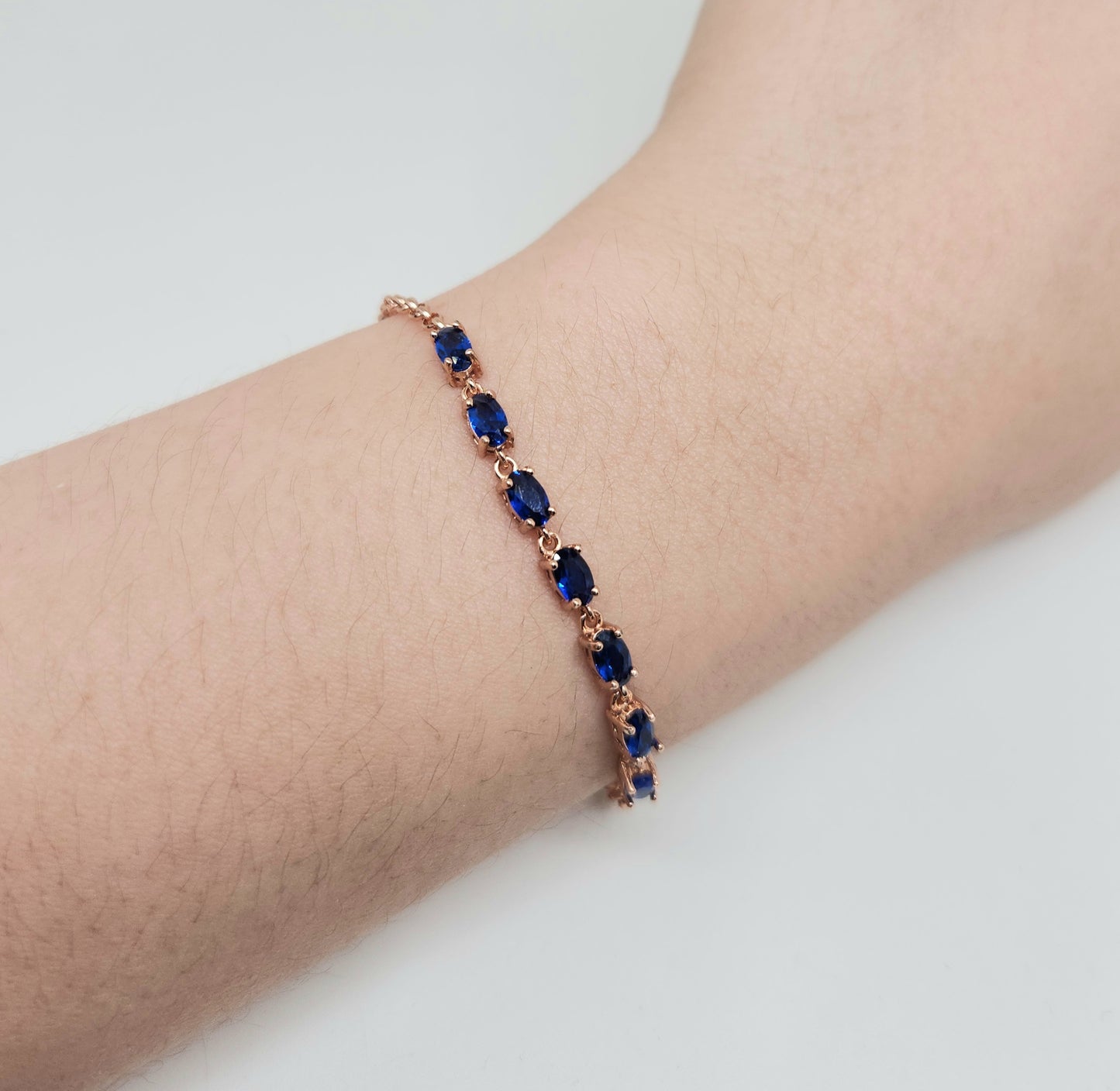 Lab Made Pink Sapphire S925 Sterling Silver Bracelet