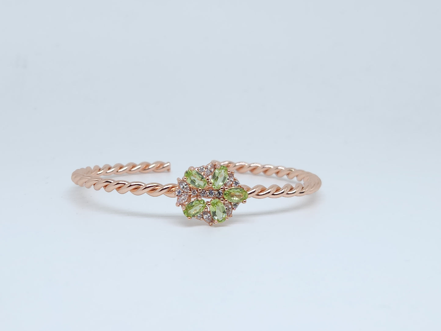 Floral Cluster Mystic Topaz Cuff Bangle