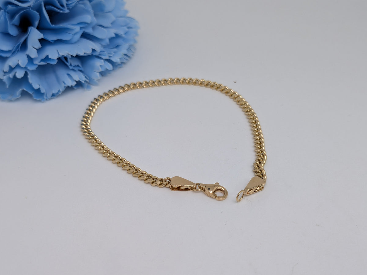 18K Yellow Gold Curb Chain Bracelet (Hollow)