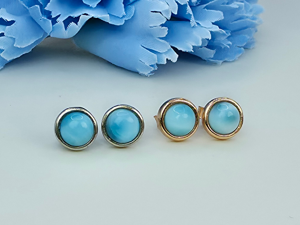 Larimar Bezel Studs