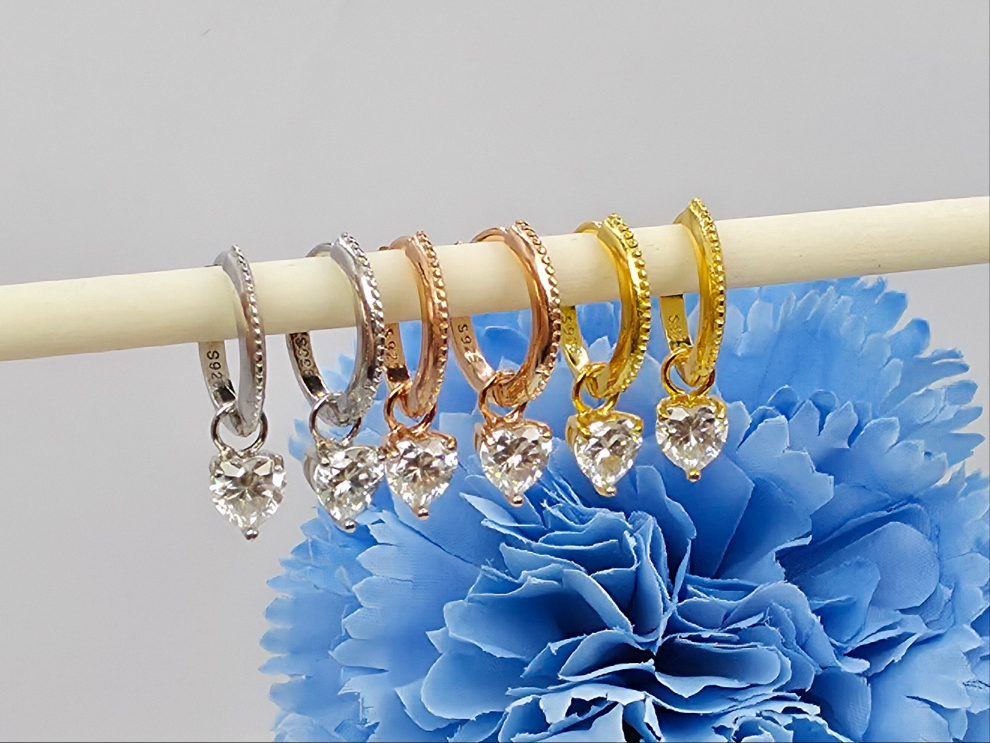 Riley- Heart Moissanite Huggies