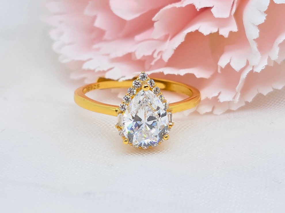 2 Carat Teardrop Diamond Simulant Ring