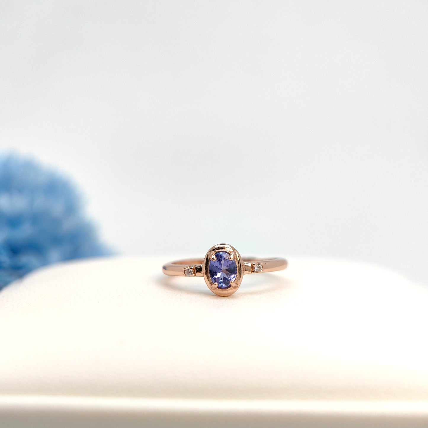Natural Tanzanite Oval Vintage Demi Fine Ring