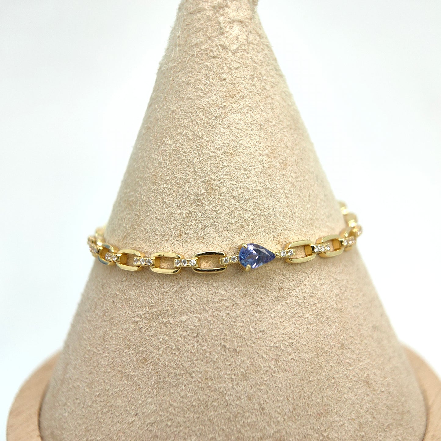 Dainty Natural Teardrop Gem Chain Bracelet 18K Gold Vermeil