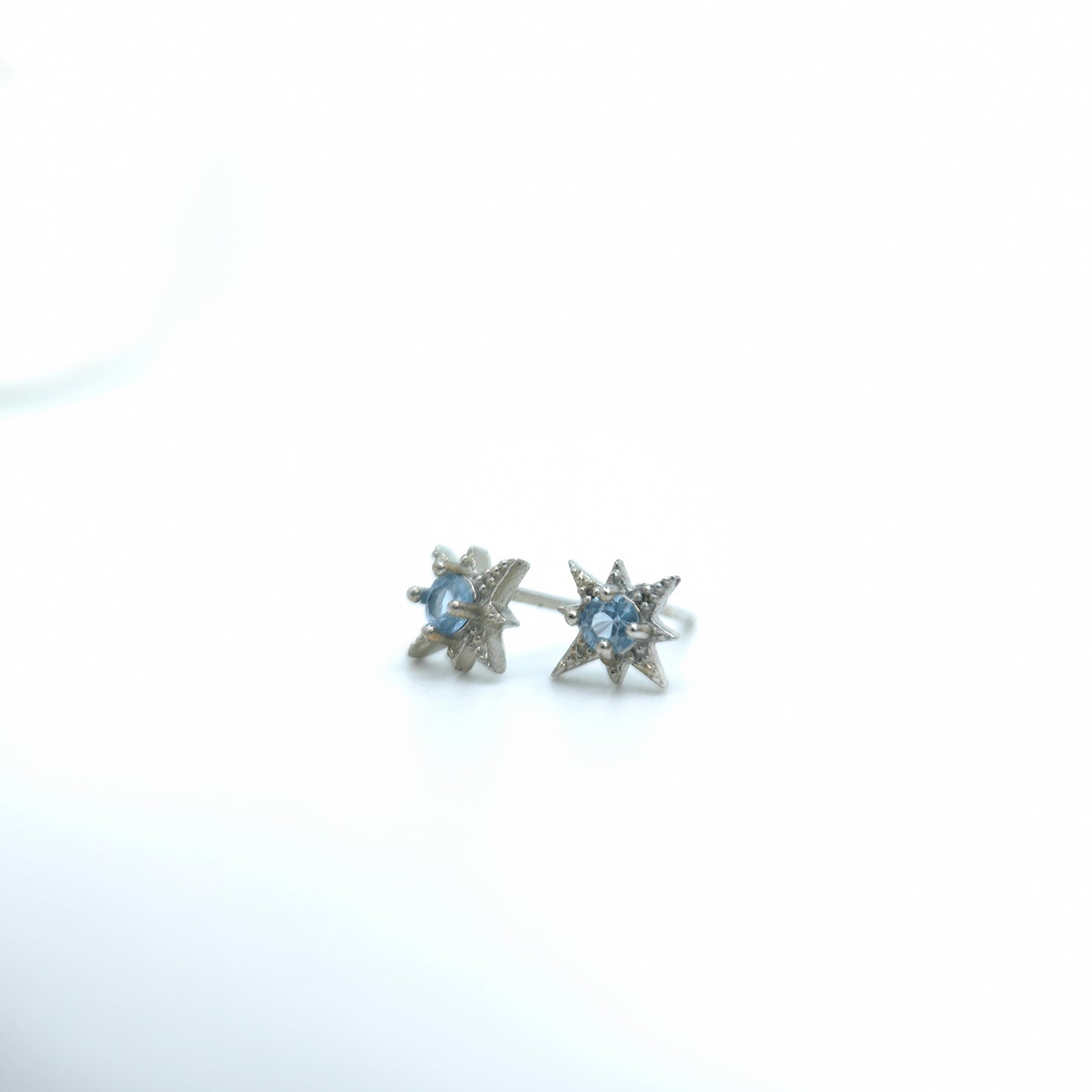 Blue Topaz Northern Star Ear Studs in S925 Sterling Silver