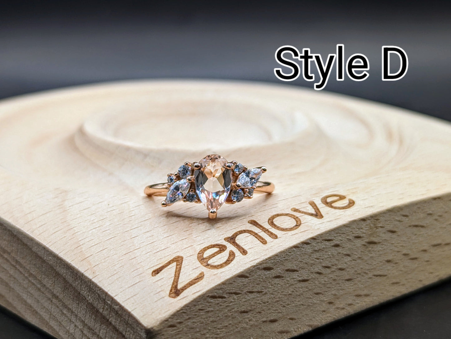 Natural Oval Morganite Gemstone Rings in S925 Gold Vermeil