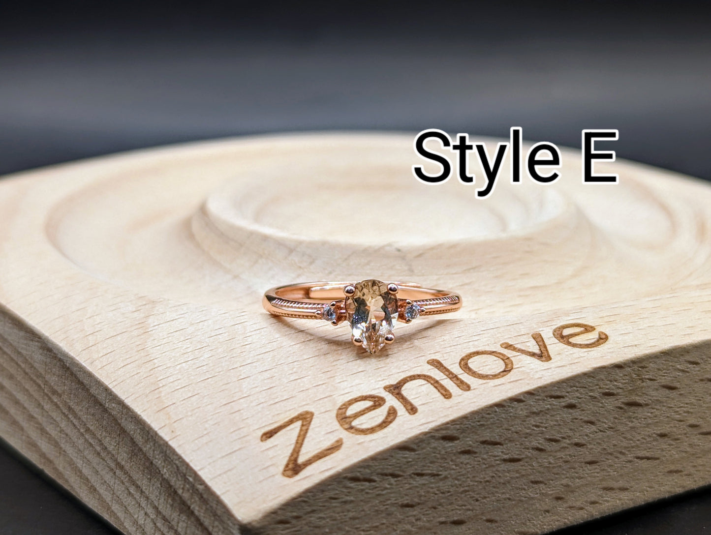 Natural Oval Morganite Gemstone Rings in S925 Gold Vermeil