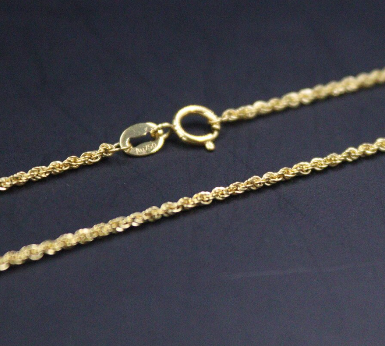 18K Solid Yellow Gold Petite Rope Chain Necklace