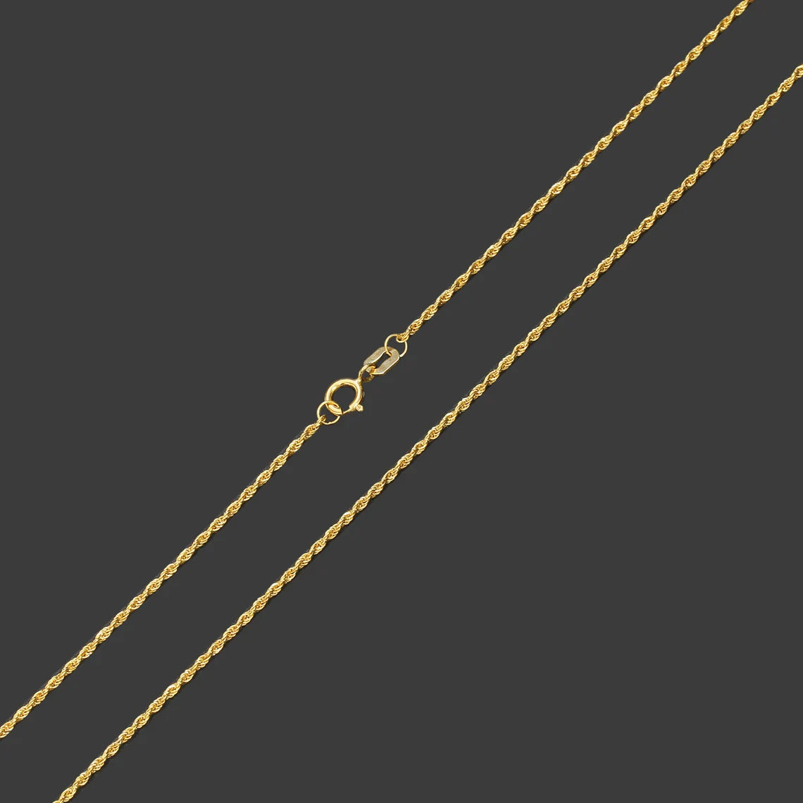 18K Solid Yellow Gold Petite Rope Chain Necklace