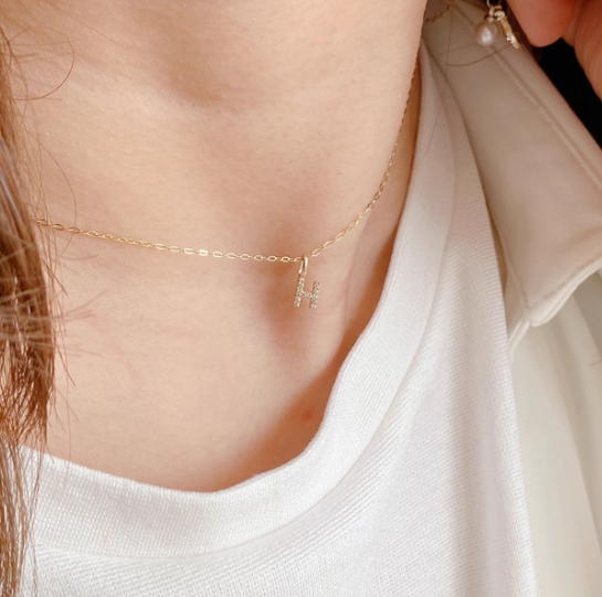 Icy Mini Alphabet Initial Charm Pendant in 14K Yellow Gold