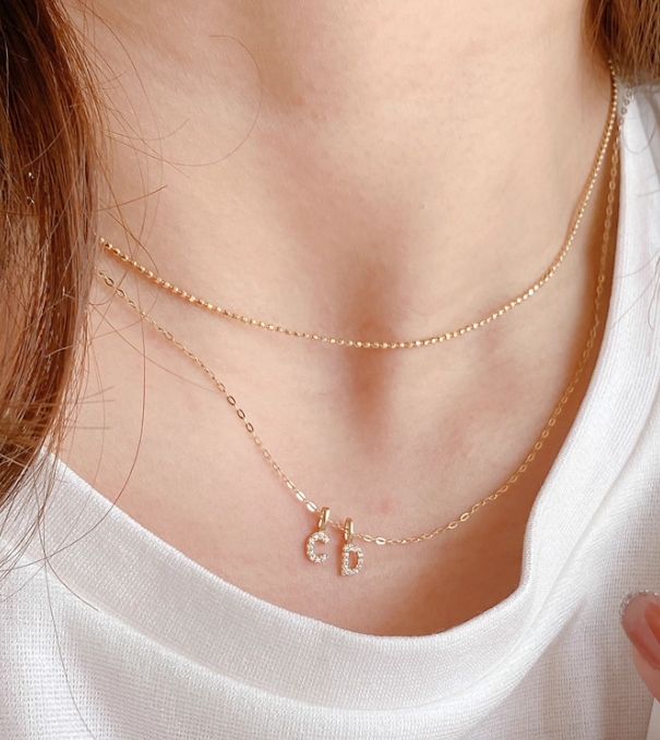 Icy Mini Alphabet Initial Charm Pendant in 14K Yellow Gold