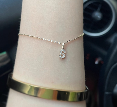 Icy Mini Alphabet Initial Charm Pendant in 14K Yellow Gold