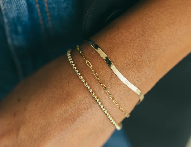 SOLID 14K Yellow Gold Trendy Paper Clip Bracelet various length