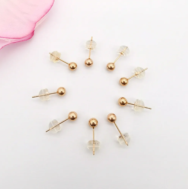 SOLID 18K Gold Modern Plain Bead Earstuds 2mm 3mm 4mm