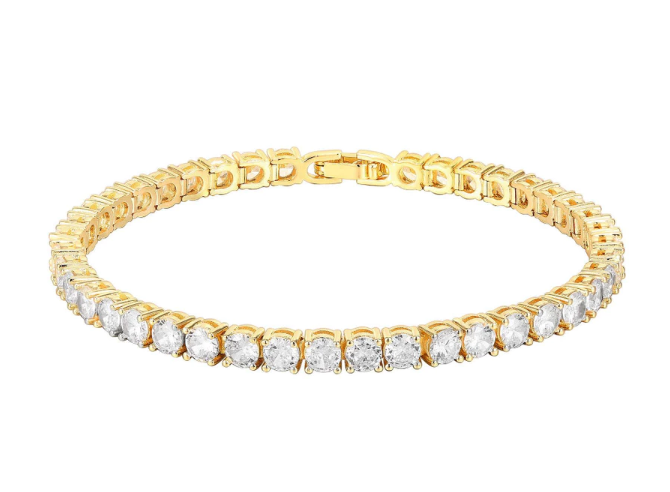 White Moissanite 3mm Round Tennis Bracelet
