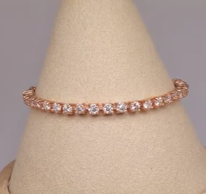 White Moissanite Tennis Link Chain Bracelet in S925 Gold Vermeil