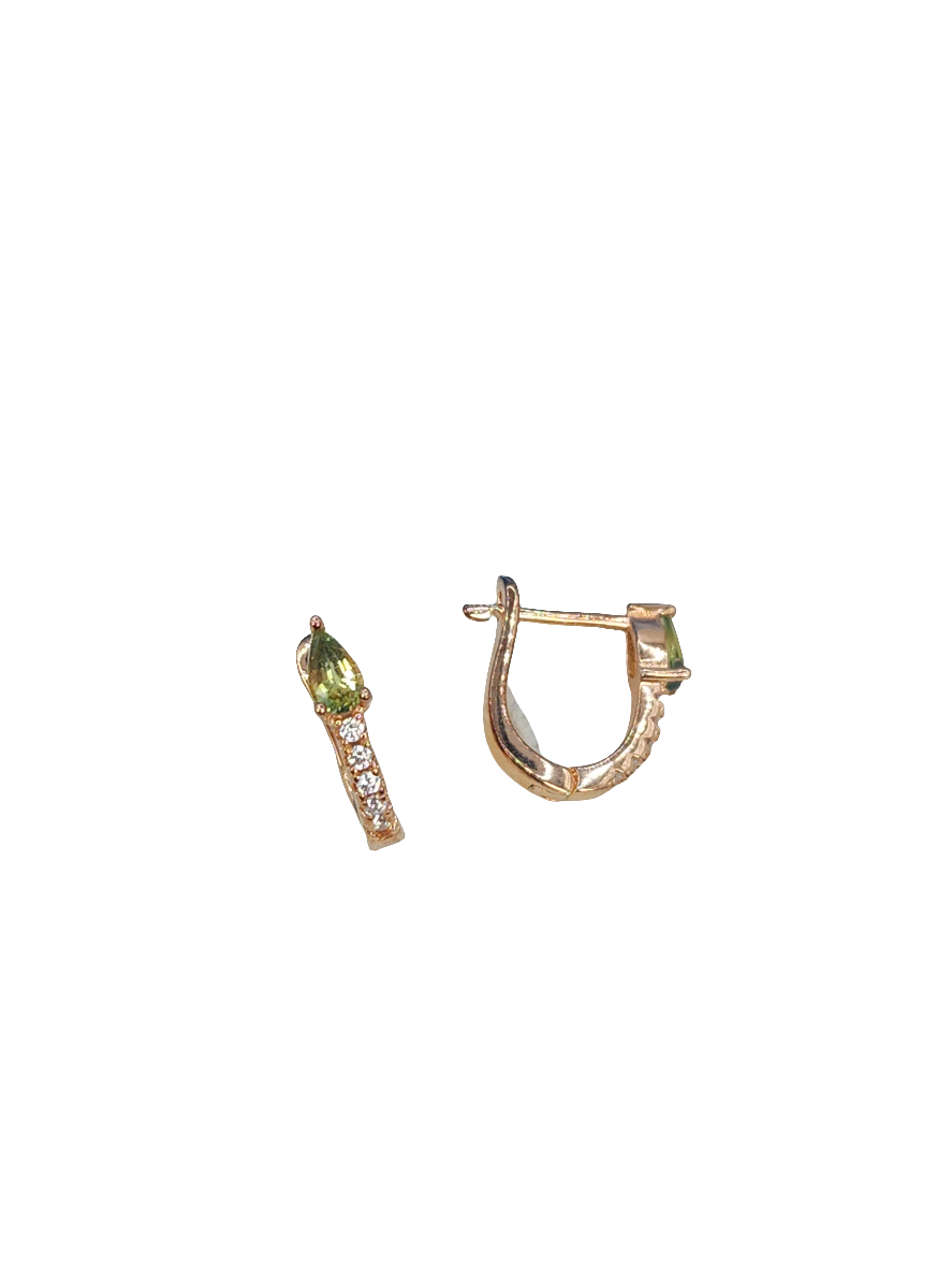 Green Sapphire Huggies Rose Gold S925