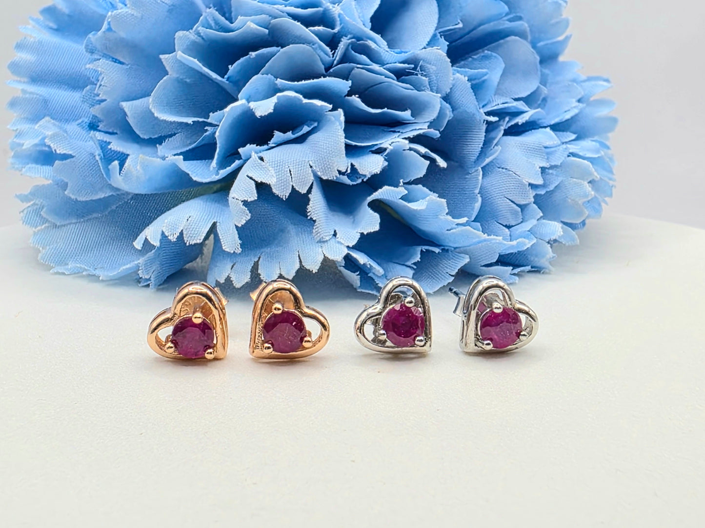 Heart Gemstone Studs